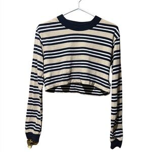 Aritzia cropped striped long-sleeve shirt